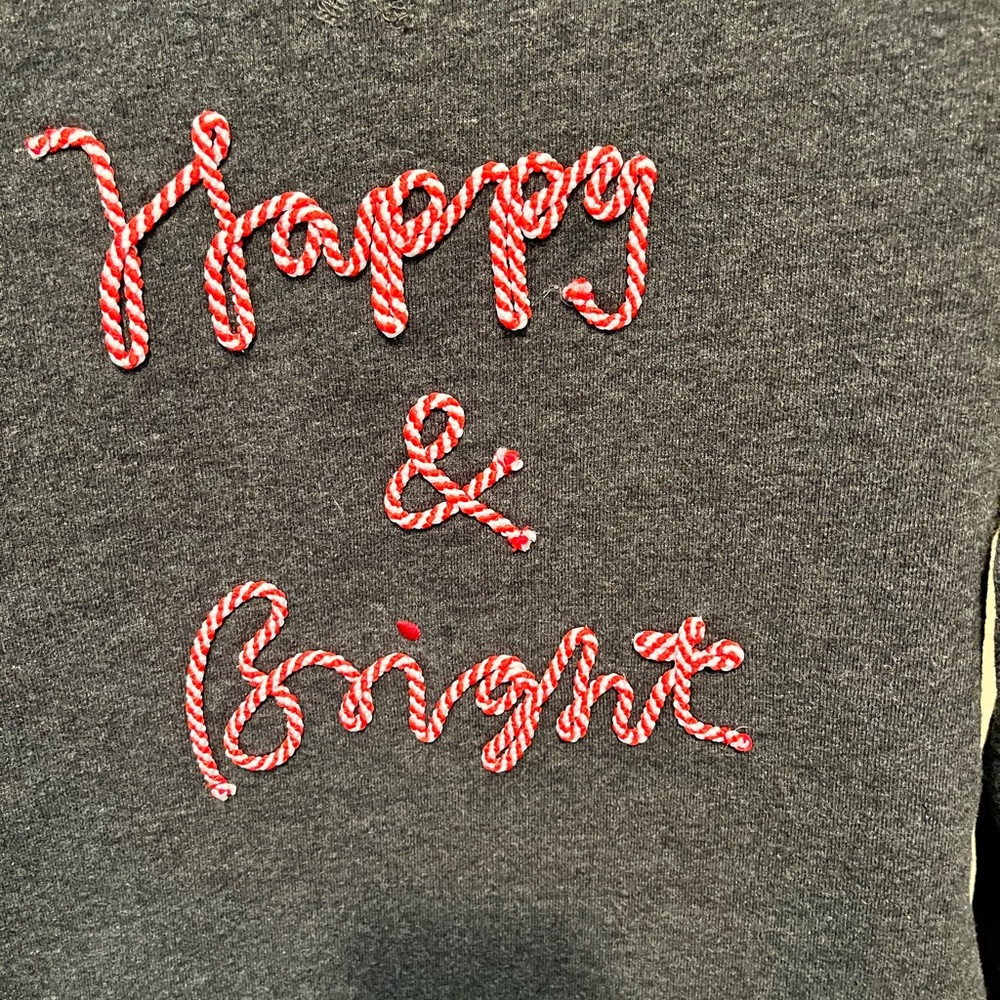 Boden Women's Dark Gray Sweatshirt with Candy Cane Text - Picture 2 of 6